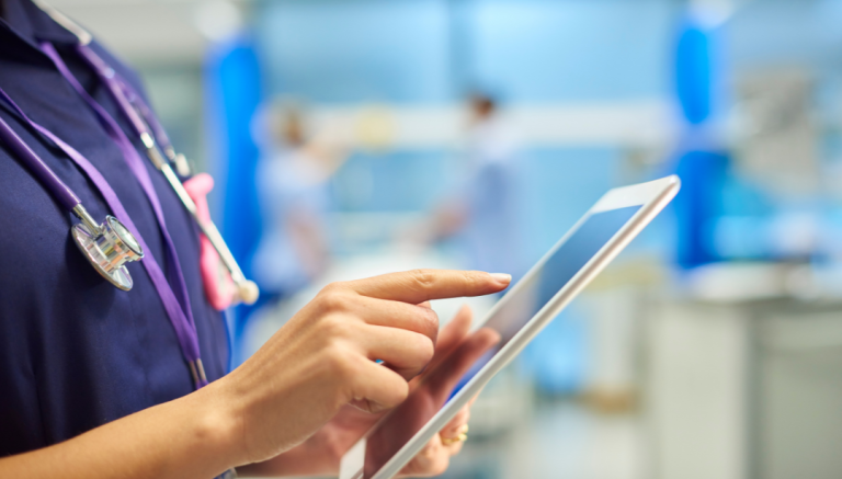Nurse using a tablet